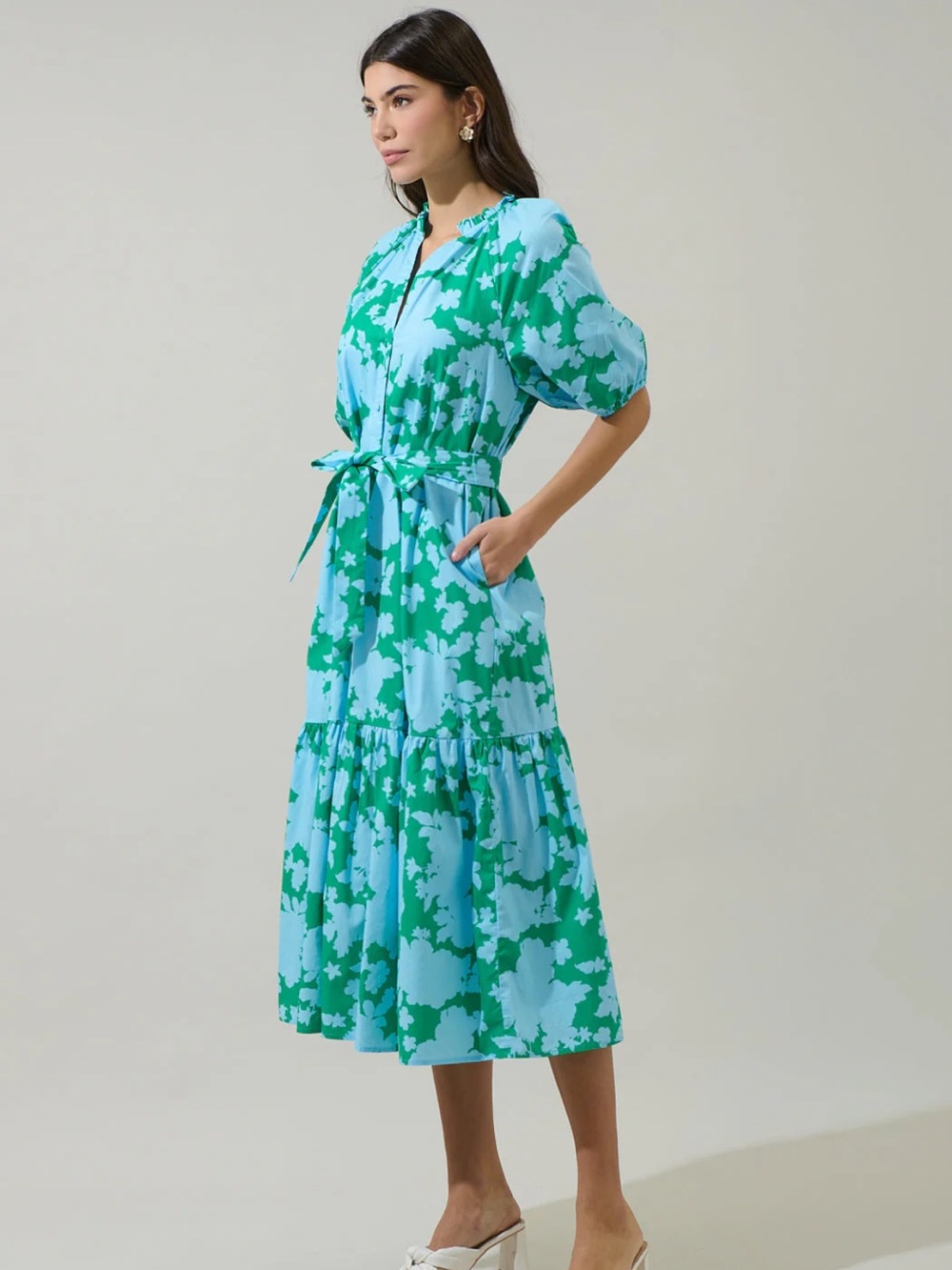 NWT Sugarlips Riona Floral Wynette Tie-Waist Midi/Maxi Dress - Picture 9 of 9